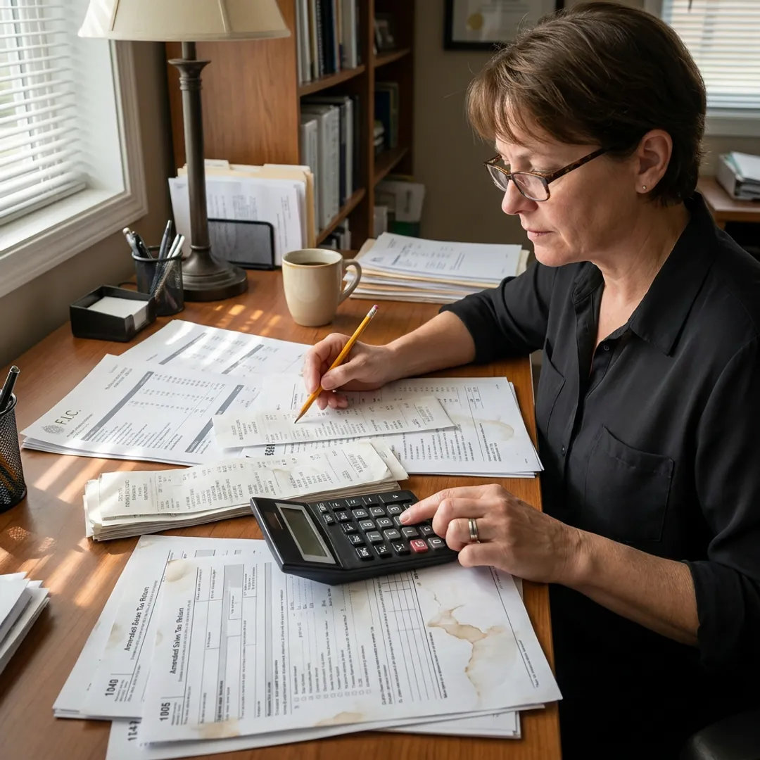 Tax professional reviewing sales tax records