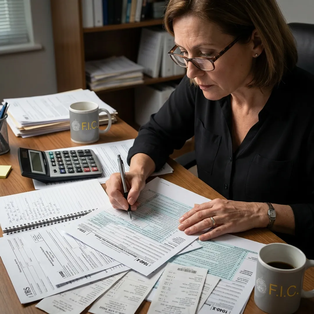 Tax professional reviewing amended return documents