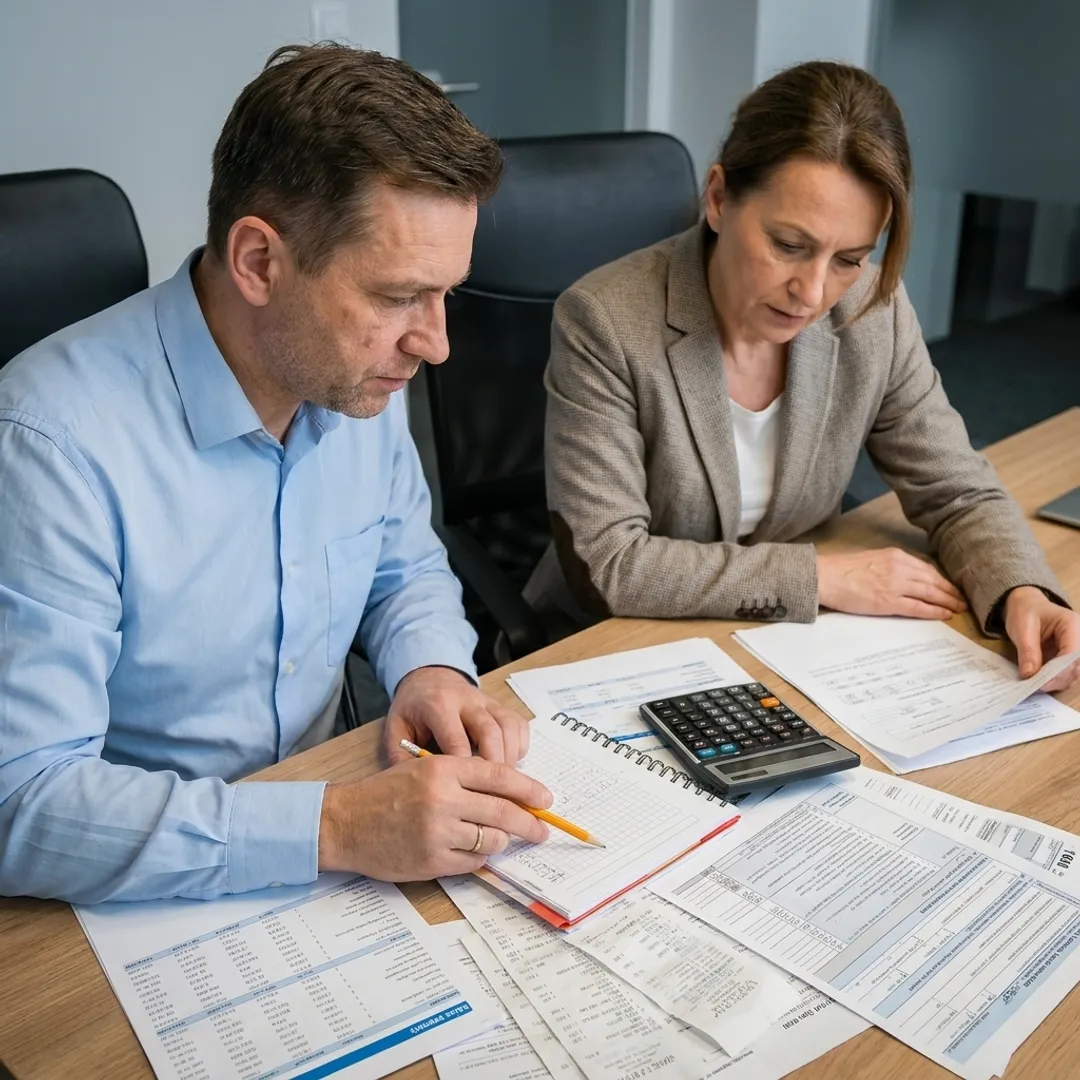 Tax professional reviewing sales tax records
