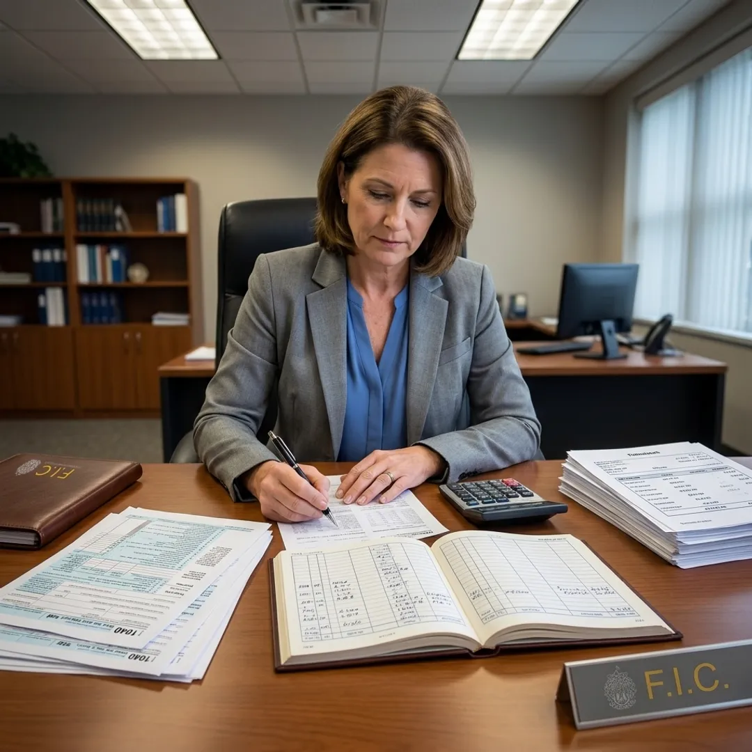 Tax advisor reviewing documents with client