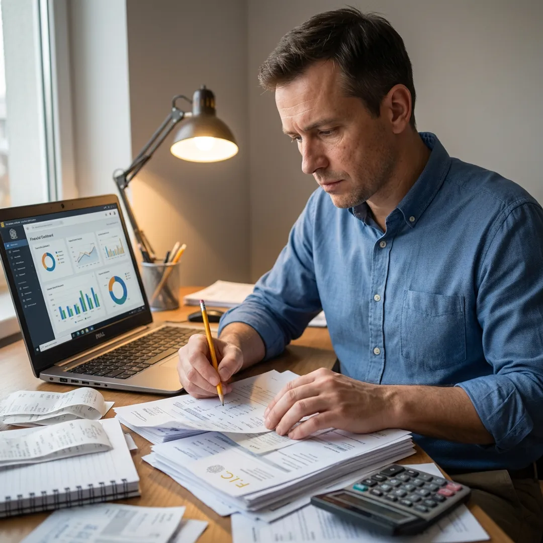 Accountant organizing business financial records