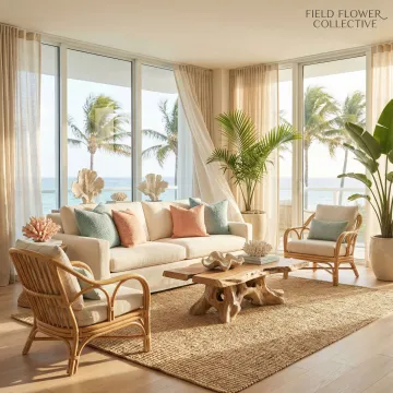 Elegant Ponte Vedra interior design featuring coastal-inspired living room with custom furniture and natural light