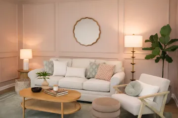 Modern commercial interior design featuring elegant workspace with natural lighting and sophisticated furnishings