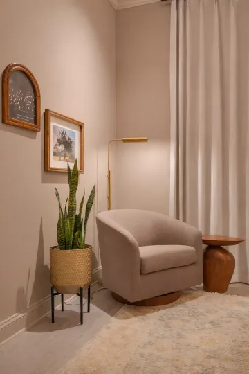 Modern professional office interior with ergonomic furniture and stylish design elements