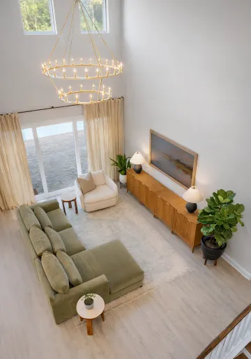 Interior designer working with homeowner on custom color palette and fabric selections