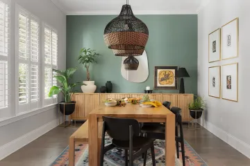 Beautifully designed modern living room with custom furnishings and natural light