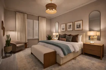 Interior designer working with fabric swatches and color samples for Florida home renovation