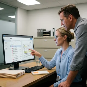 Healthcare staff using document management software