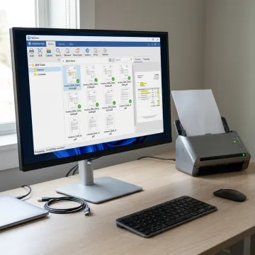 Document scanning workflow on office desk