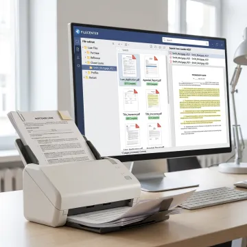 Mortgage documents being scanned into organized digital folders