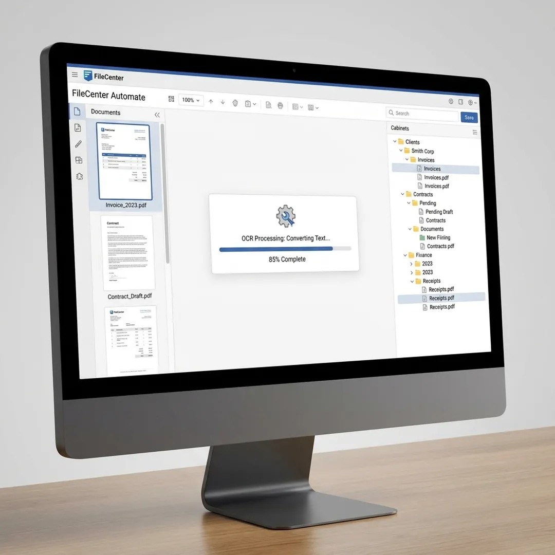 OCR process converting scanned PDF into searchable document