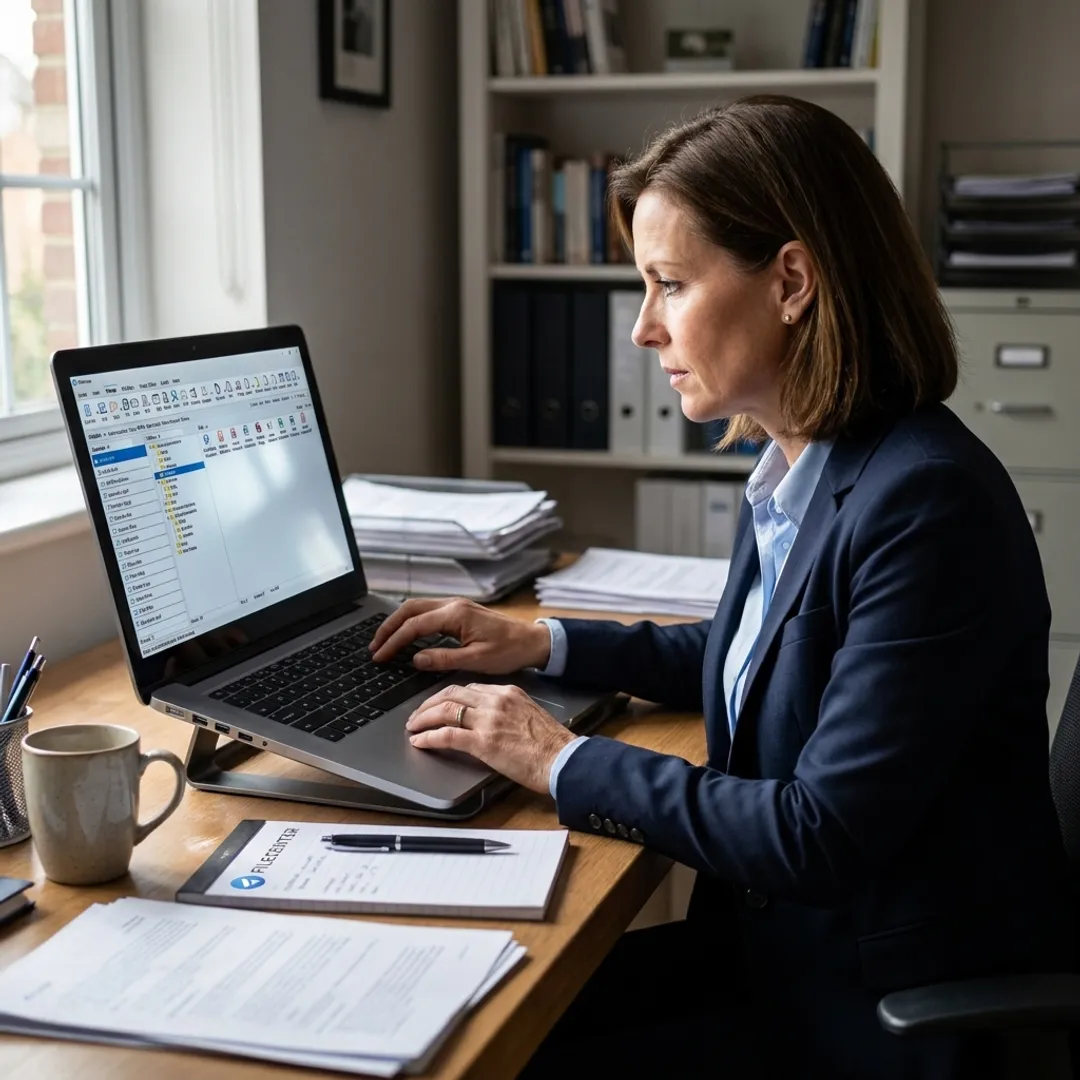 Business user managing PDFs on desktop