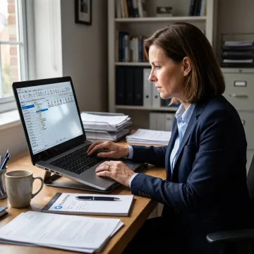 Business user managing PDFs on desktop