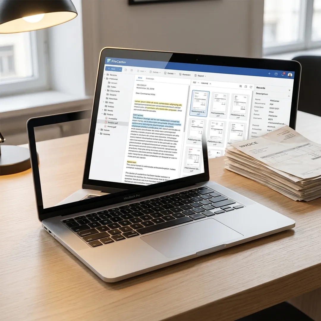 Invoice scanning software organizing digital invoice files