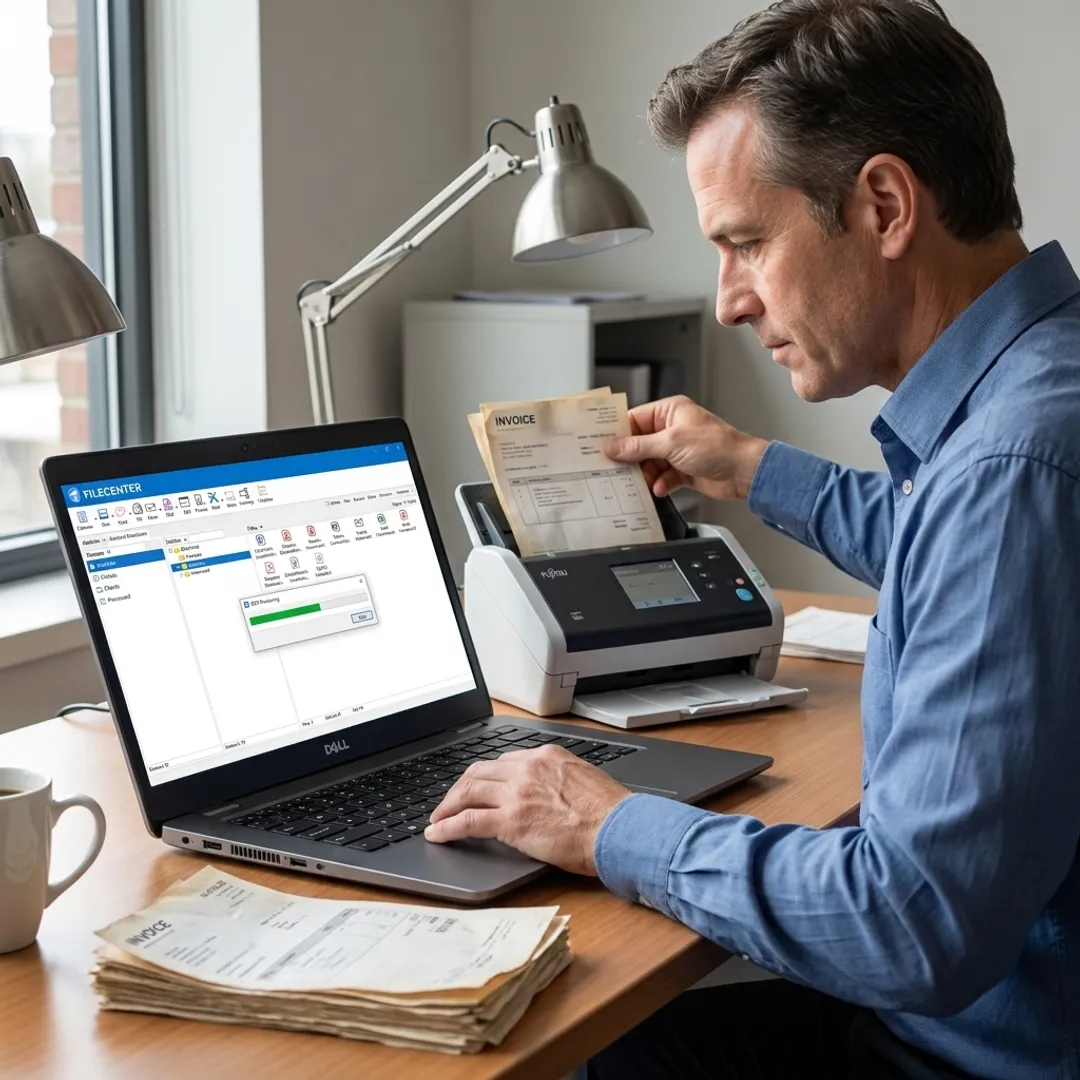 Invoice scanning software dashboard with searchable PDF files