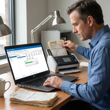 Invoice scanning software dashboard with searchable PDF files