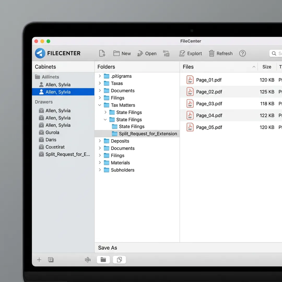 PDF document being split into separate page files