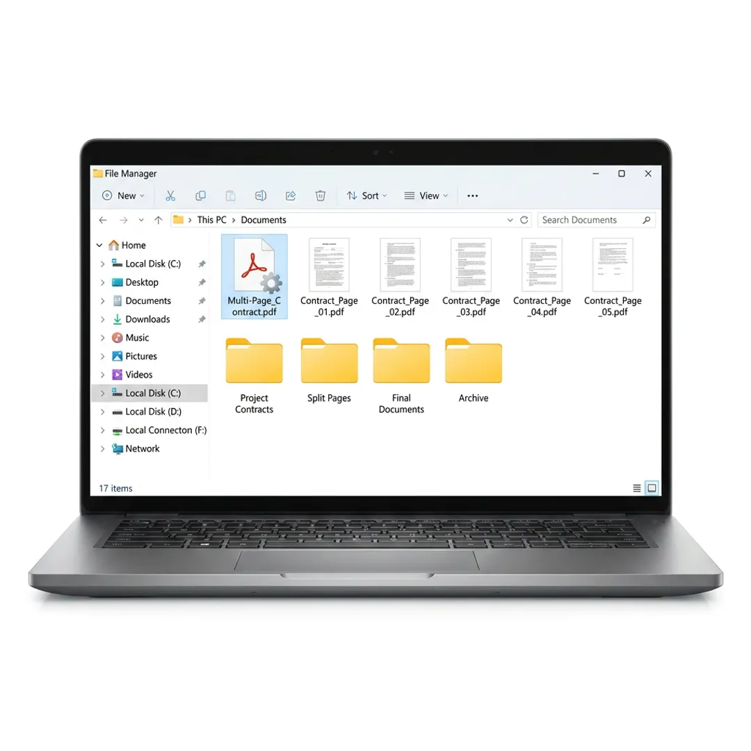 PDF pages separated into individual files on a computer