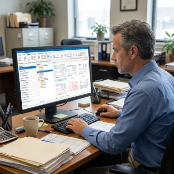 Accountant organizing digital client files