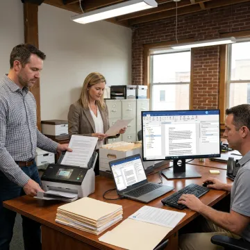 Office scanning documents into searchable filing software