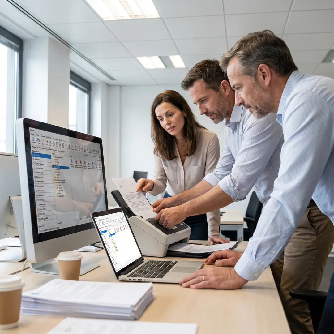 Office document scanning and digital filing workflow