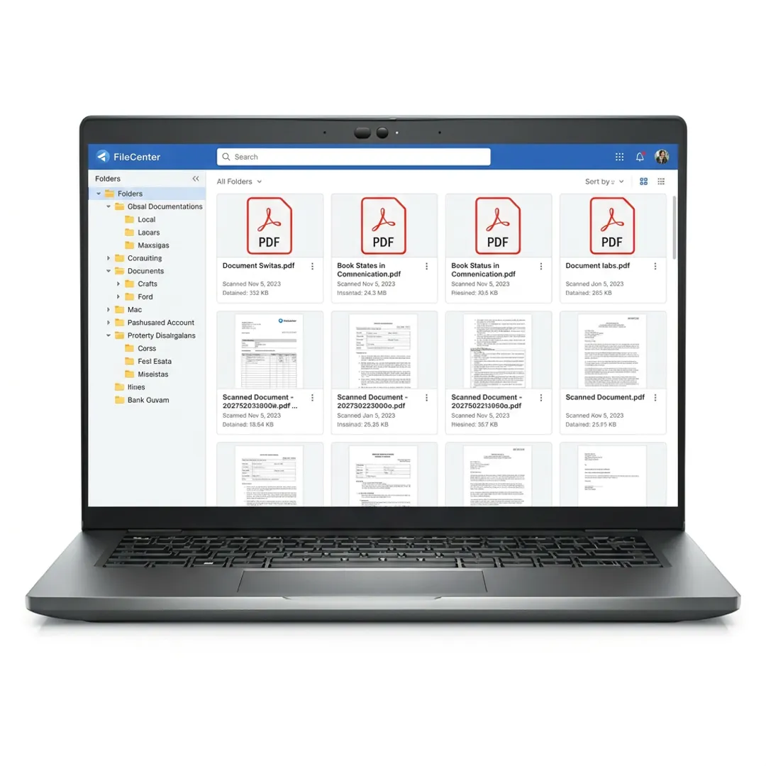 Virtual filing cabinet software on a business desktop