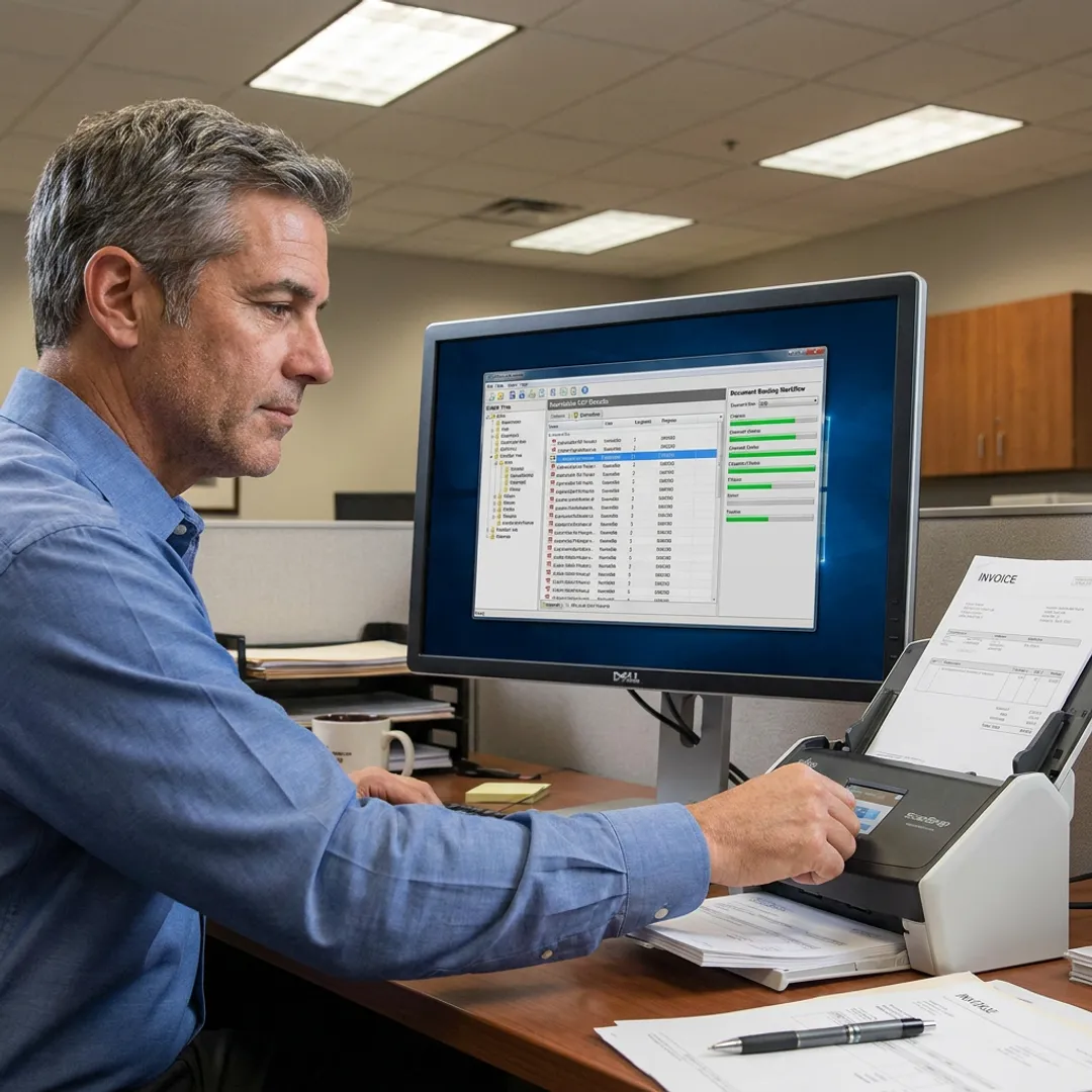 Invoice OCR workflow on business computer