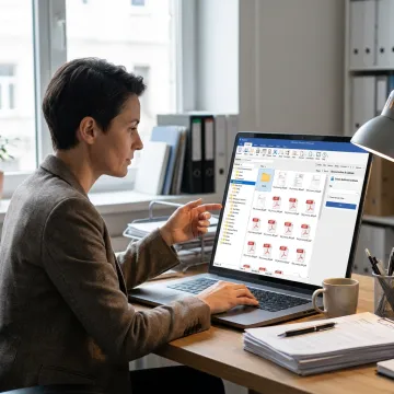 Document management and archiving software interface