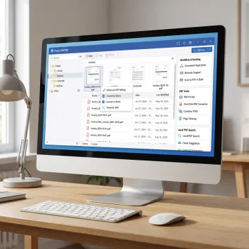 digital file archiving software on office computer