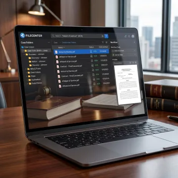 Legal document management software dashboard