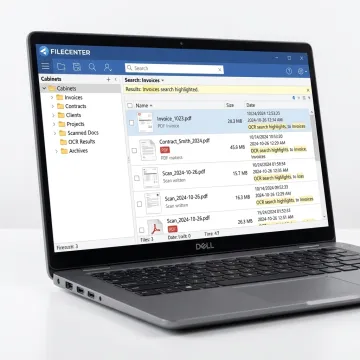 PDF documents organized in FileCenter on a Windows desktop