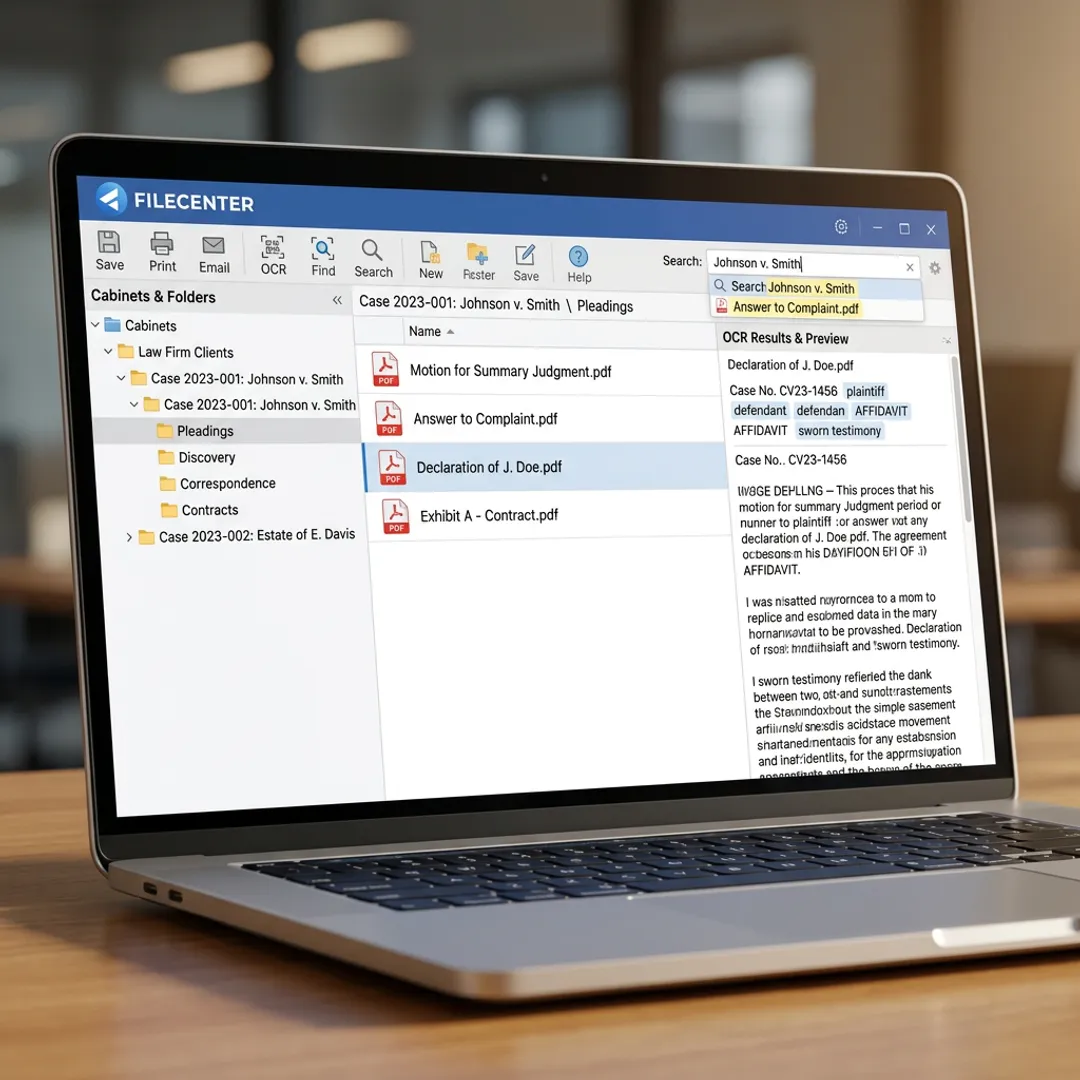 Legal document search dashboard