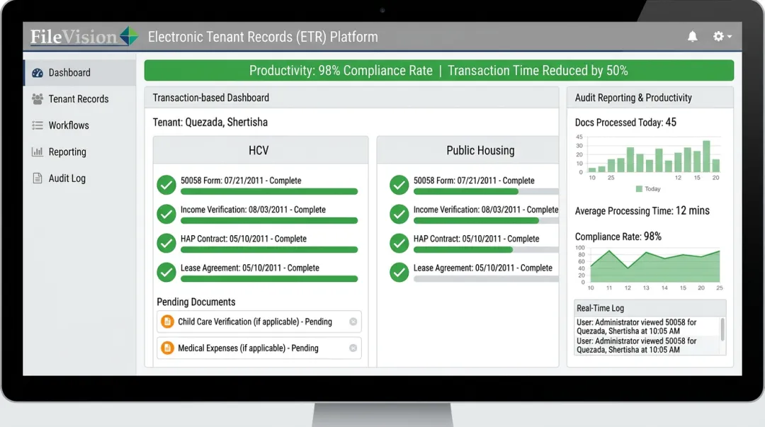 FileVision Electronic Tenant Records platform interface for housing authorities