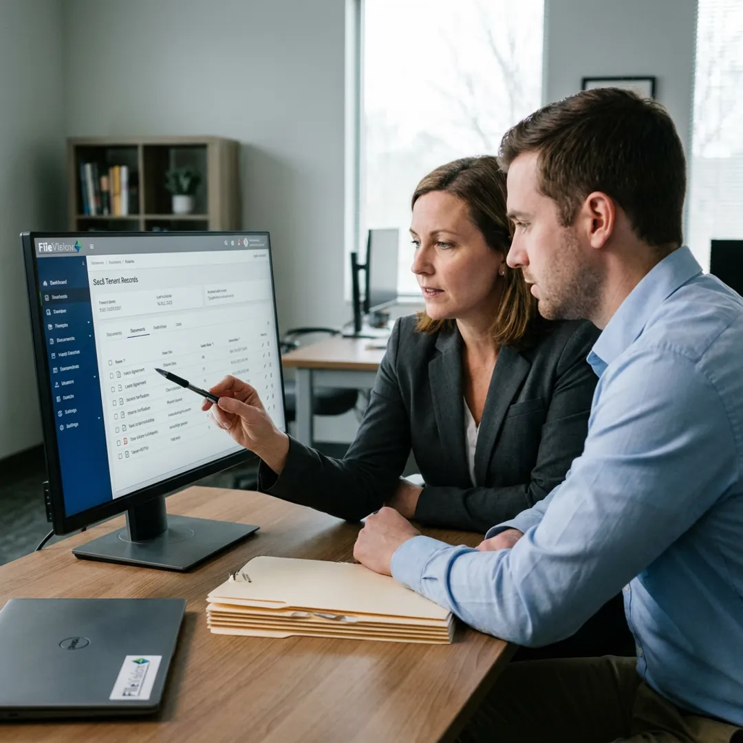Public housing staff using electronic records software