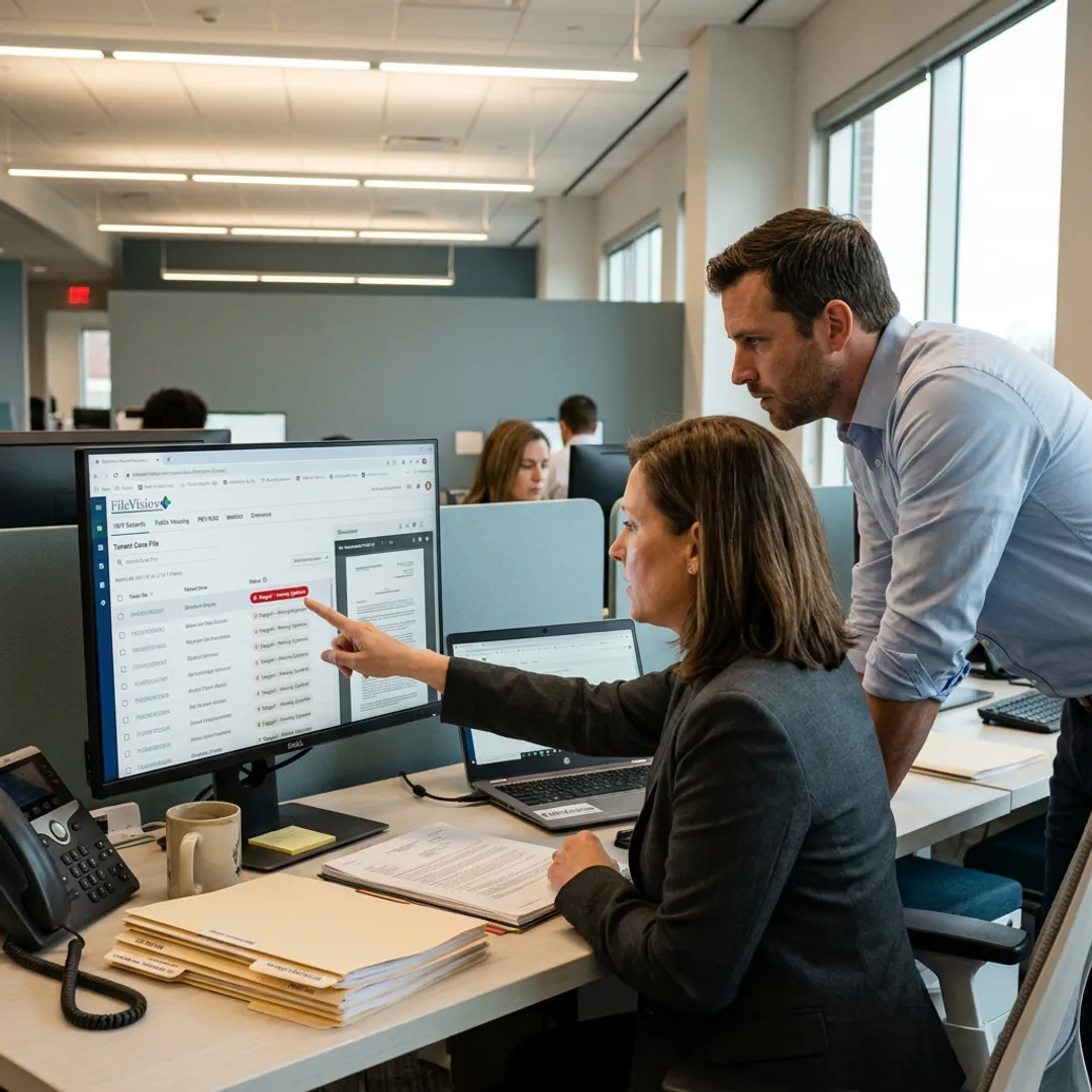 Compliance team accessing audit-ready tenant files