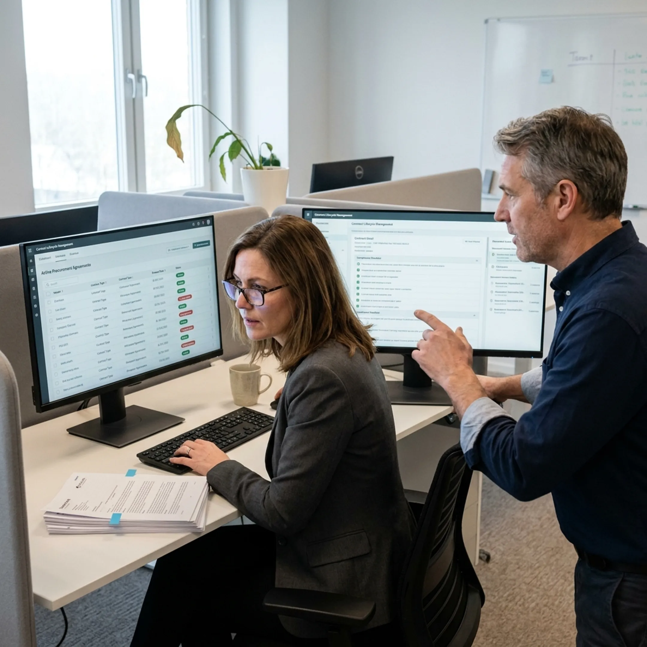 Procurement team evaluating digital contract workflows and software licensing options