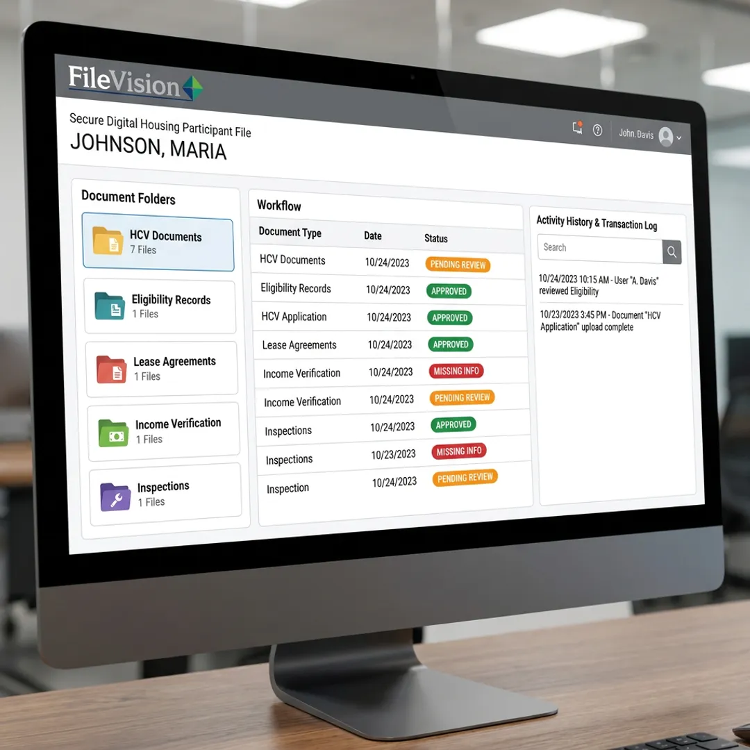 Digital Housing Choice Voucher participant file interface
