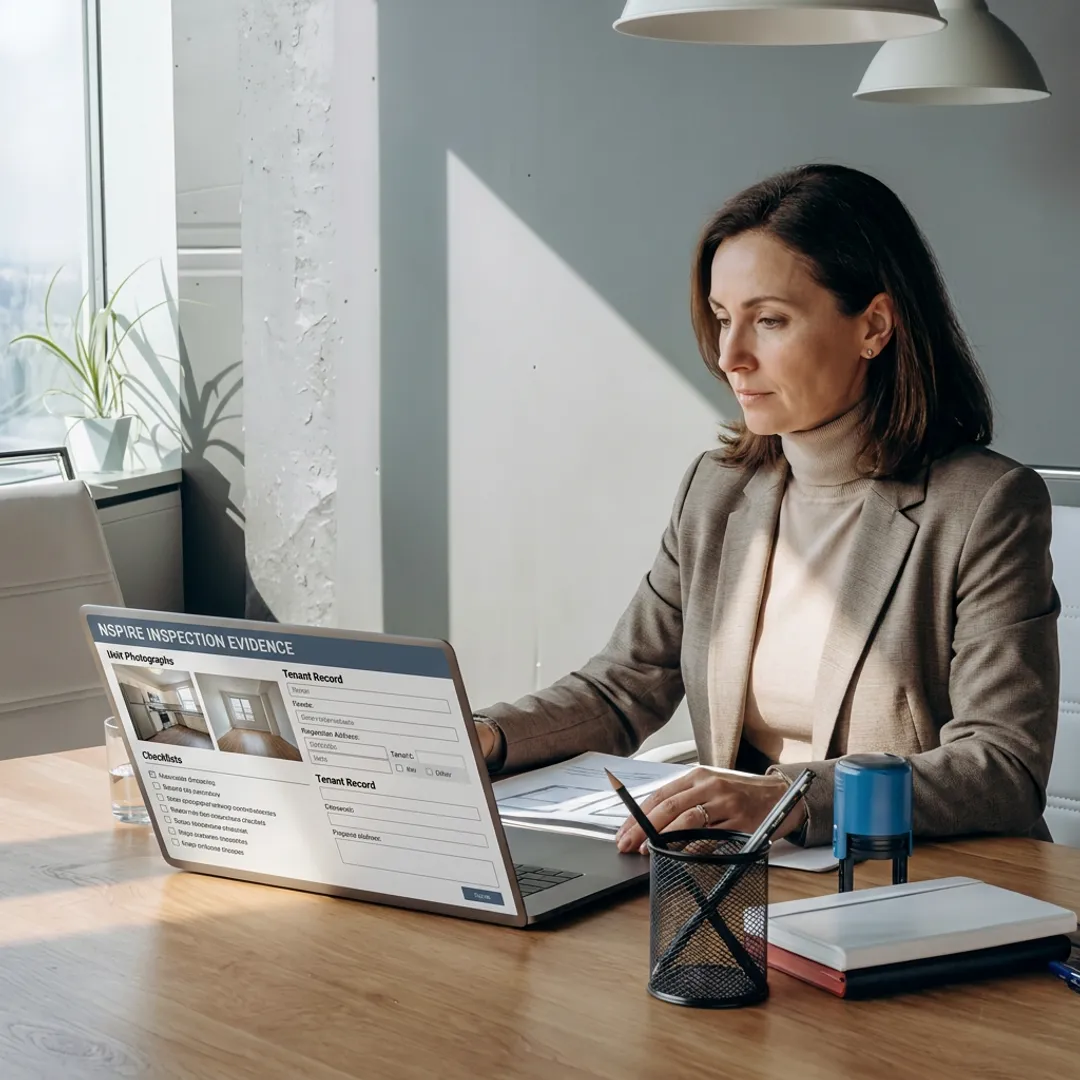 Digital housing inspection records on a laptop