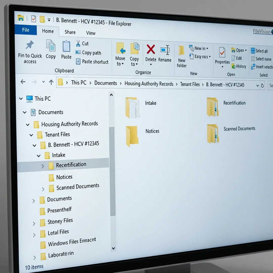 Digital tenant file organized by transaction