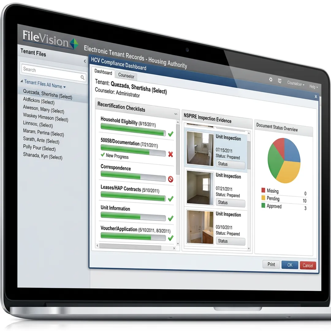 Organized HUD compliance records displayed in FileVision