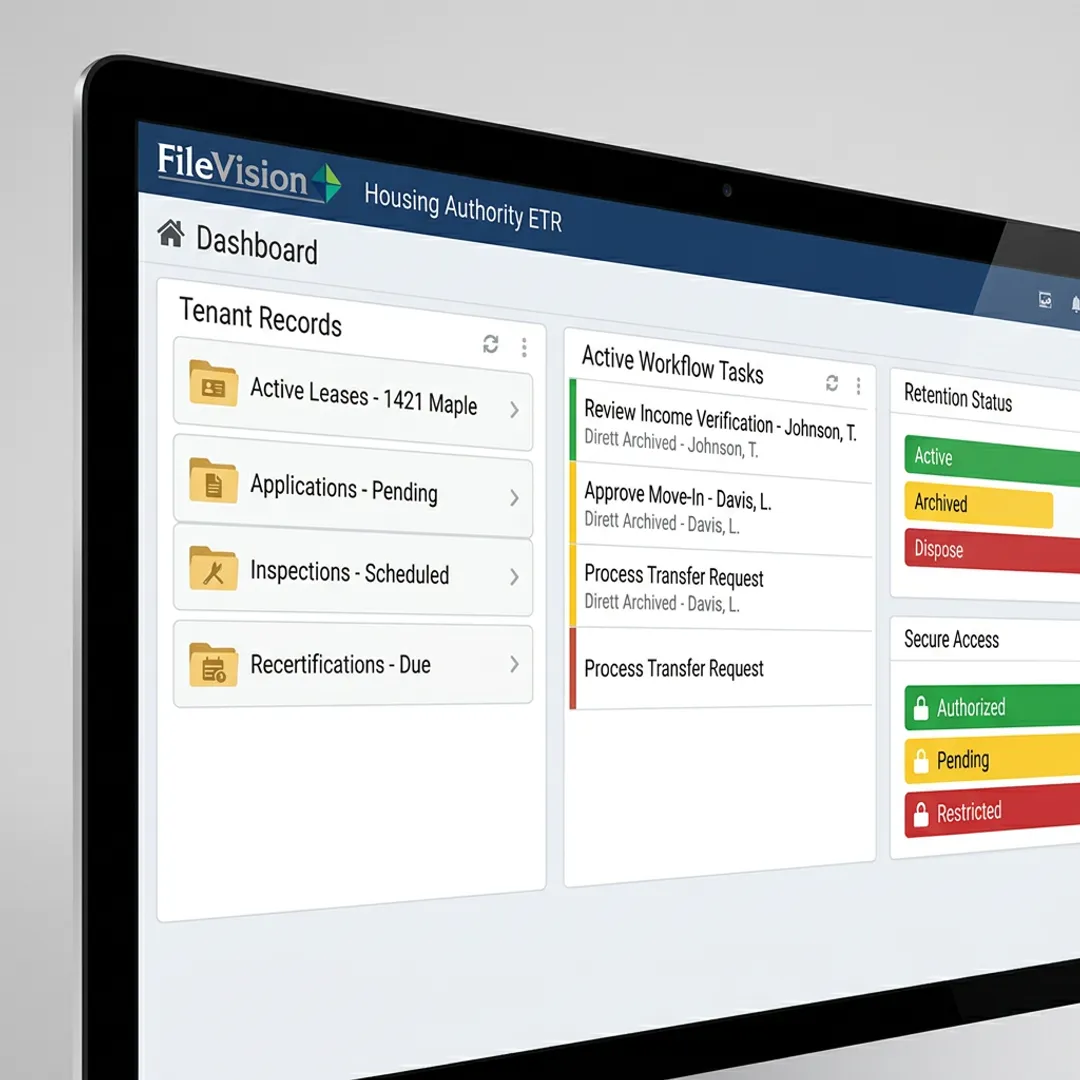 Organized electronic records dashboard for housing compliance