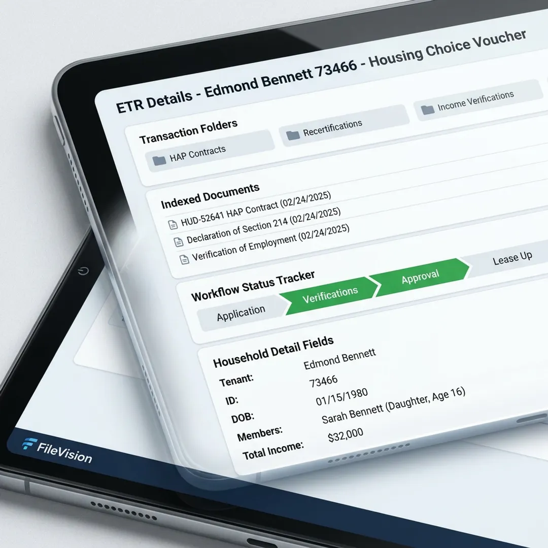 Electronic tenant record organized by lifecycle transaction