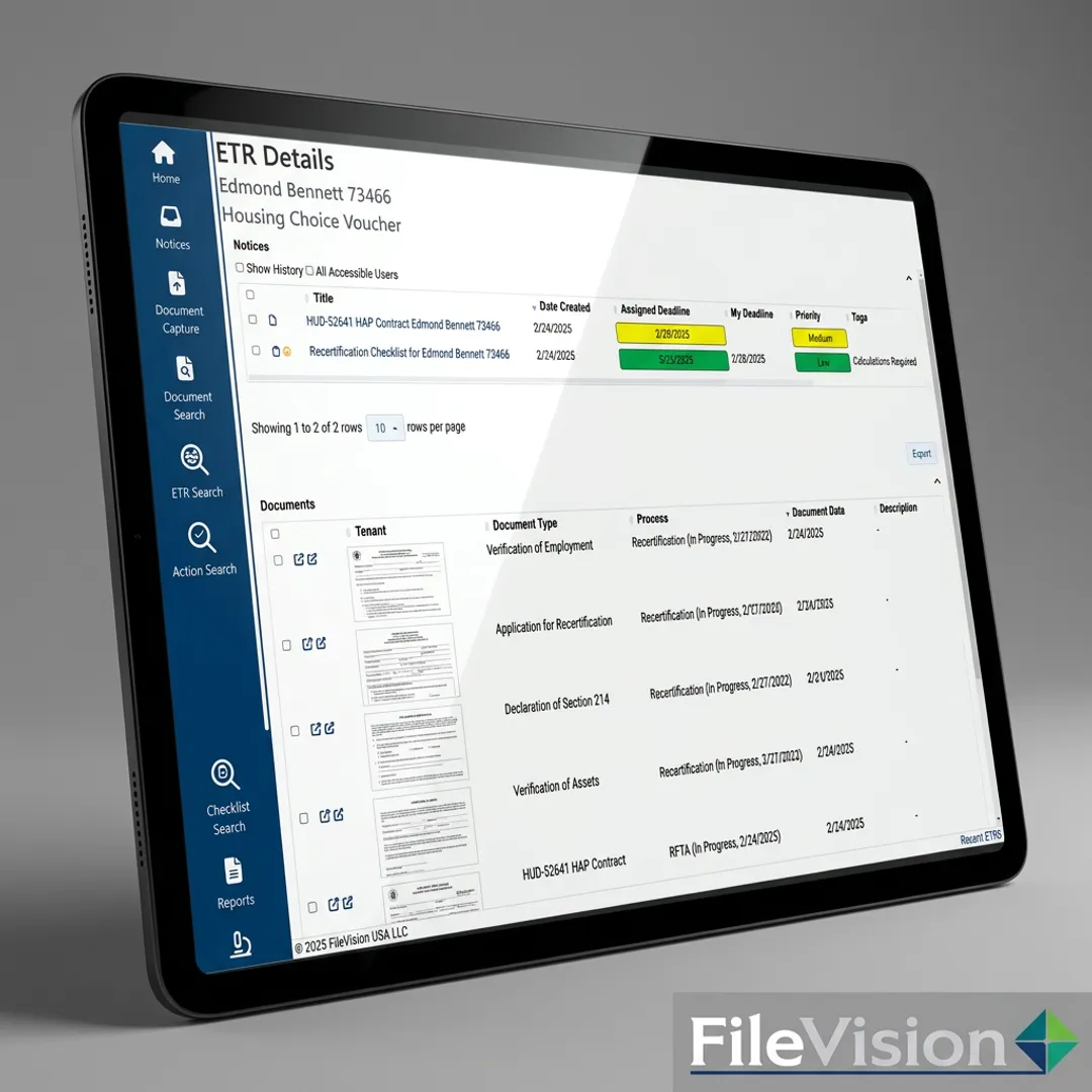 Digital tenant record organized by transaction