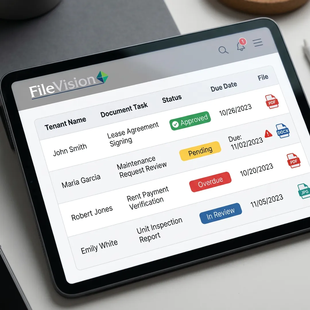 Digital workflow and tenant record dashboard