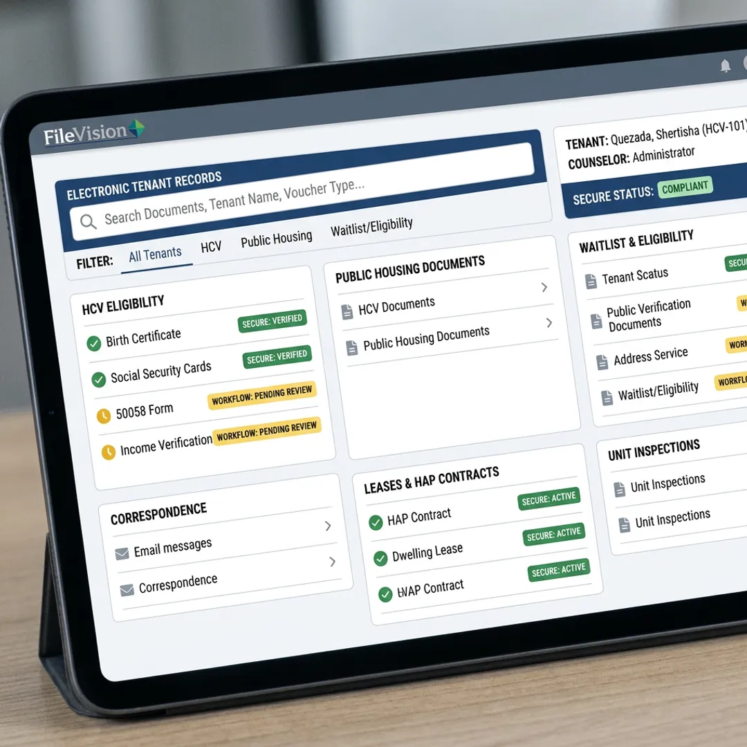 Electronic tenant record workflow dashboard