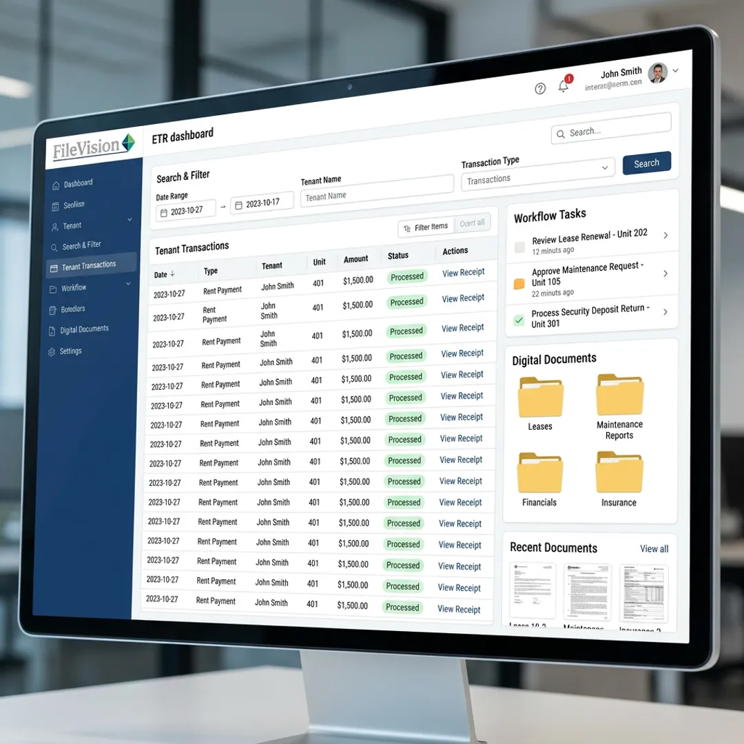 Integrated electronic tenant record dashboard