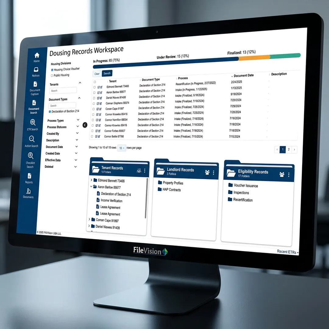 Digital tenant file dashboard for housing staff