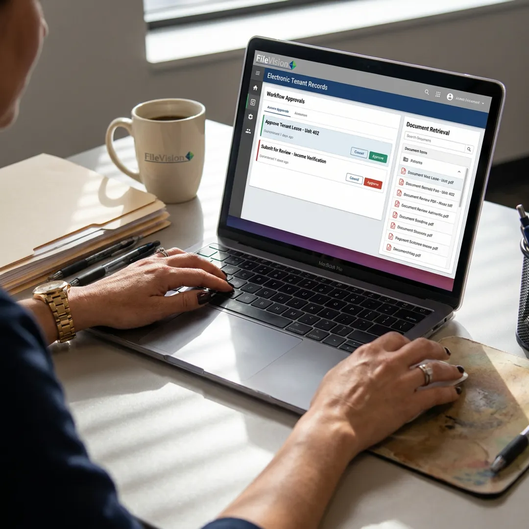 Digital tenant record workflow on a computer