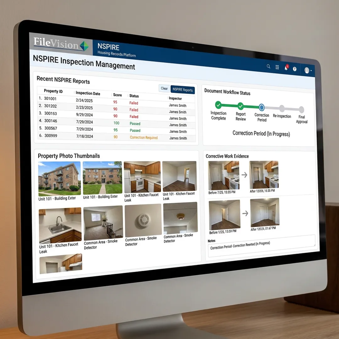 Digital inspection evidence organized in FileVision
