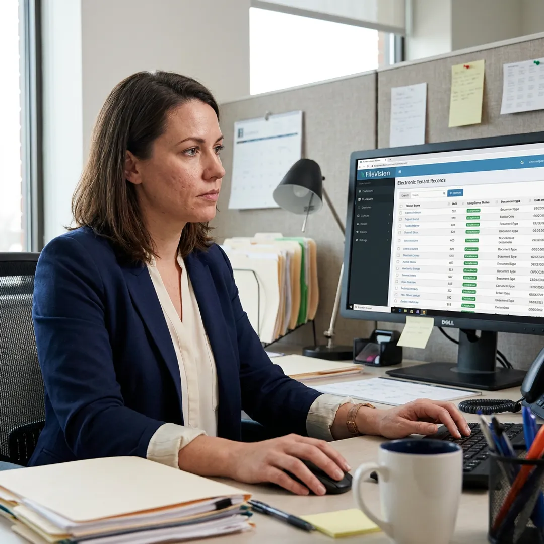 Electronic tenant record dashboard in use